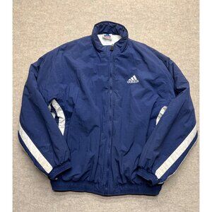 Vintage 90's Adidas Blue & White Full Zip Winter Jacket Men's Size XL